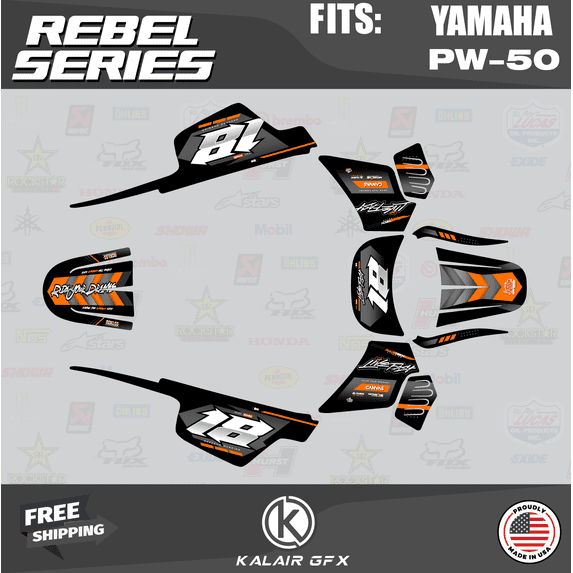 Kalair GFX Graphics Kit for Yamaha PW50 (All Years) Rebel Series