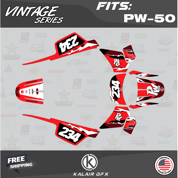 Kalair GFX Graphics Kit for Yamaha PW50 (All Years) Vintage Series