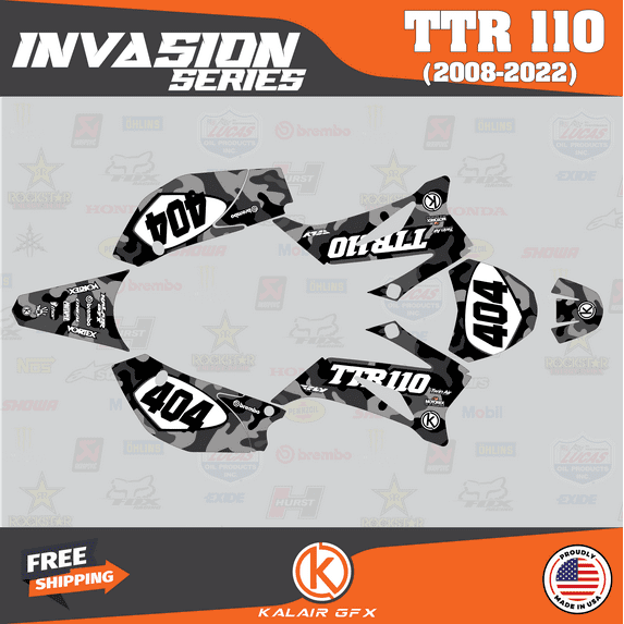 Kalair GFX Graphics Kit for Yamaha TTR110 (2008-2023) Invasion Series