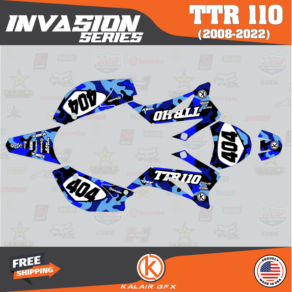Kalair GFX Graphics Kit for Yamaha TTR110 (2008-2023) Invasion Series