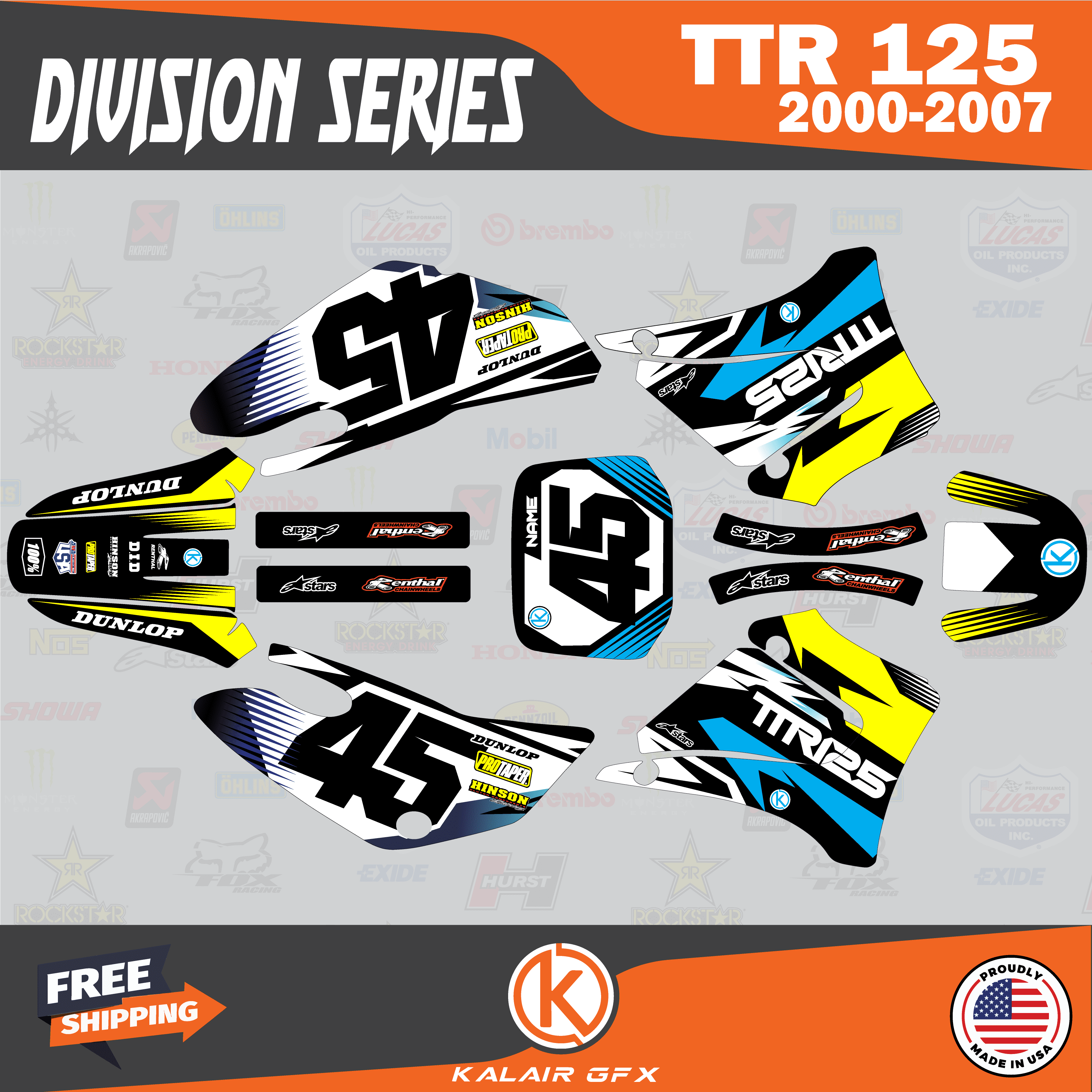 Fly Racing Ttr Graphics Kalair GFX Graphics Kit for Yamaha TTR125 (2000-2007) Division Series ...