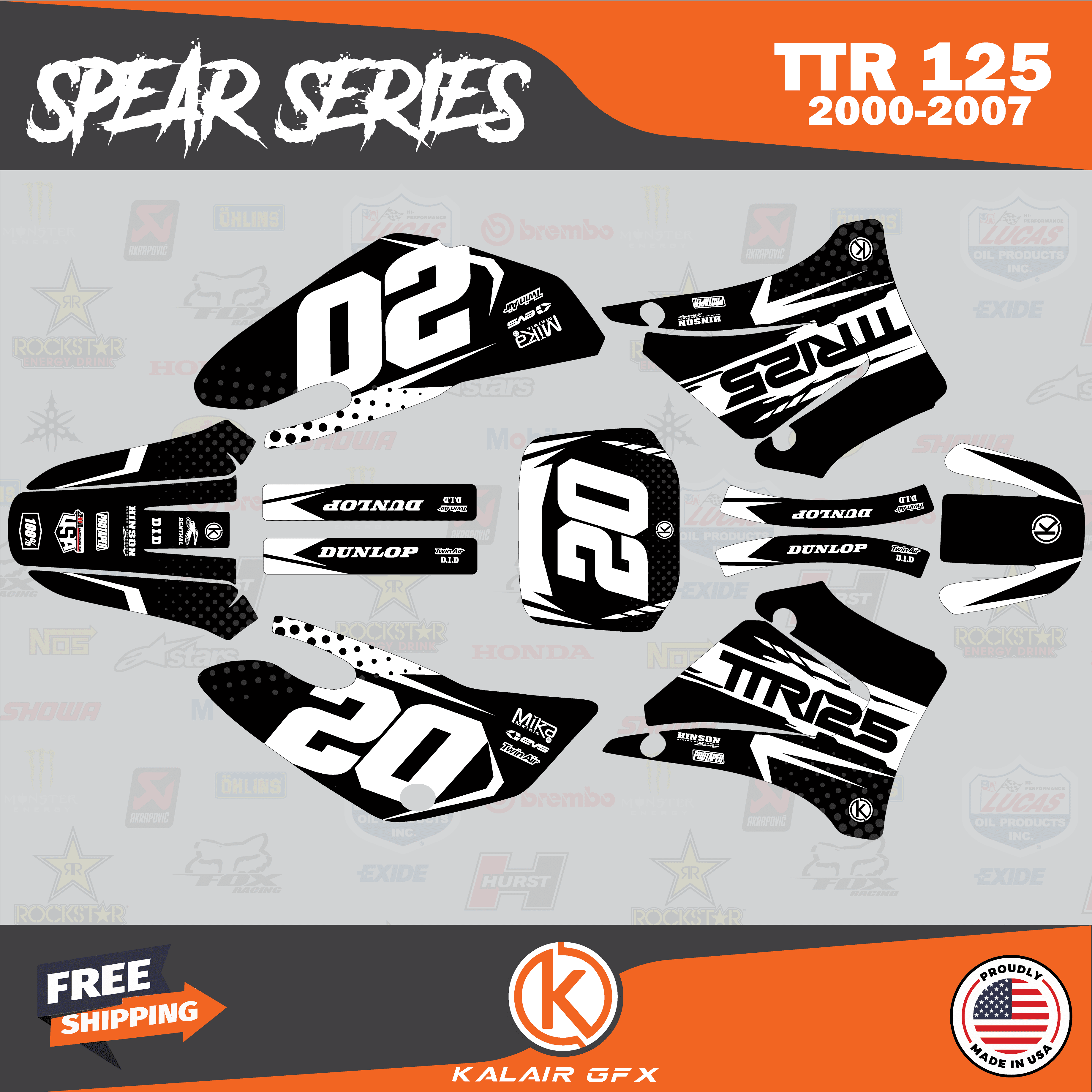Fly Racing Ttr Graphics Kalair GFX Graphics Kit for Yamaha TTR125 (2000-2007) Spear Series ...
