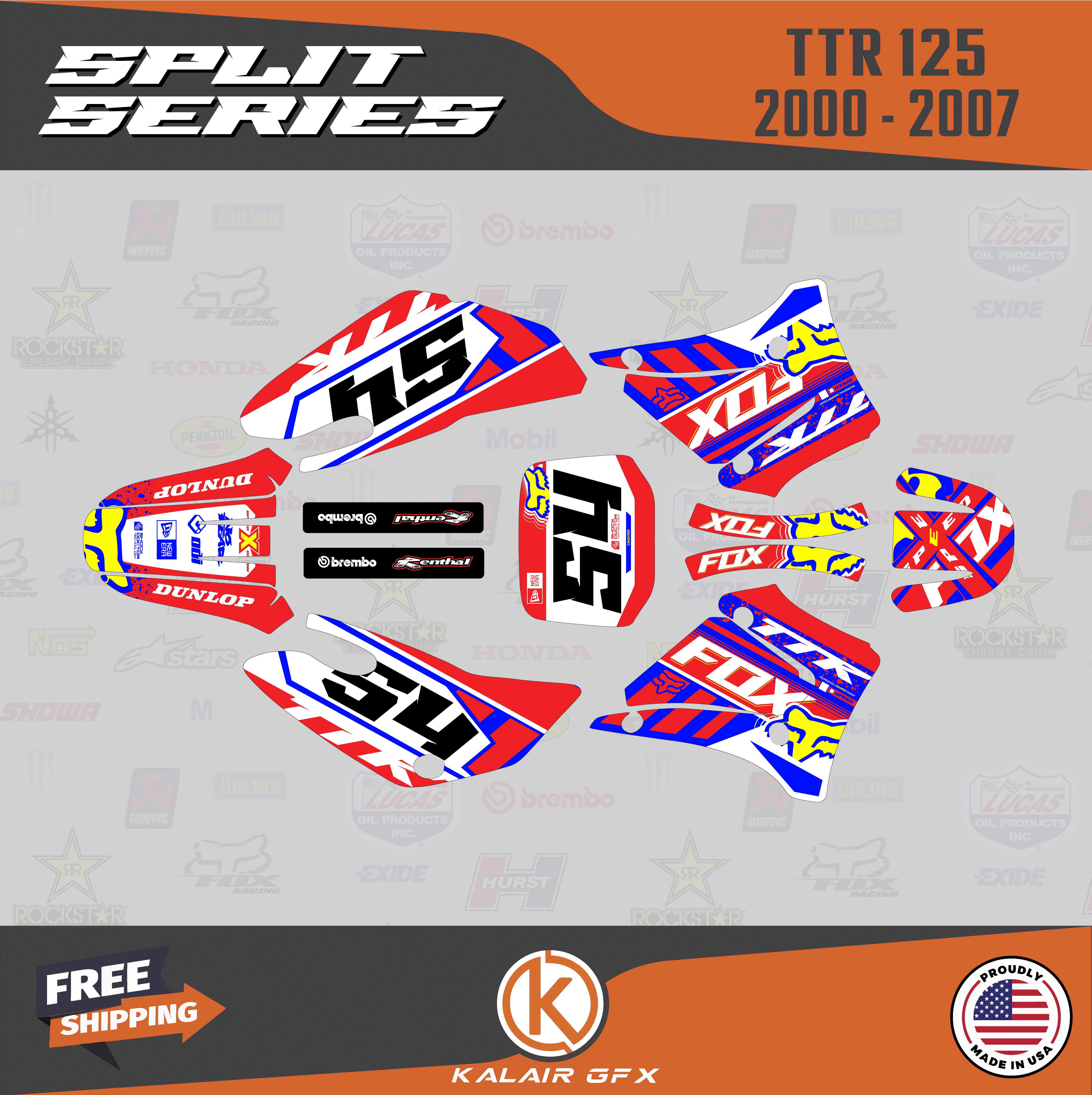 Kalair GFX Graphics Kit for Yamaha TTR125 (2000-2007) Split Series ...
