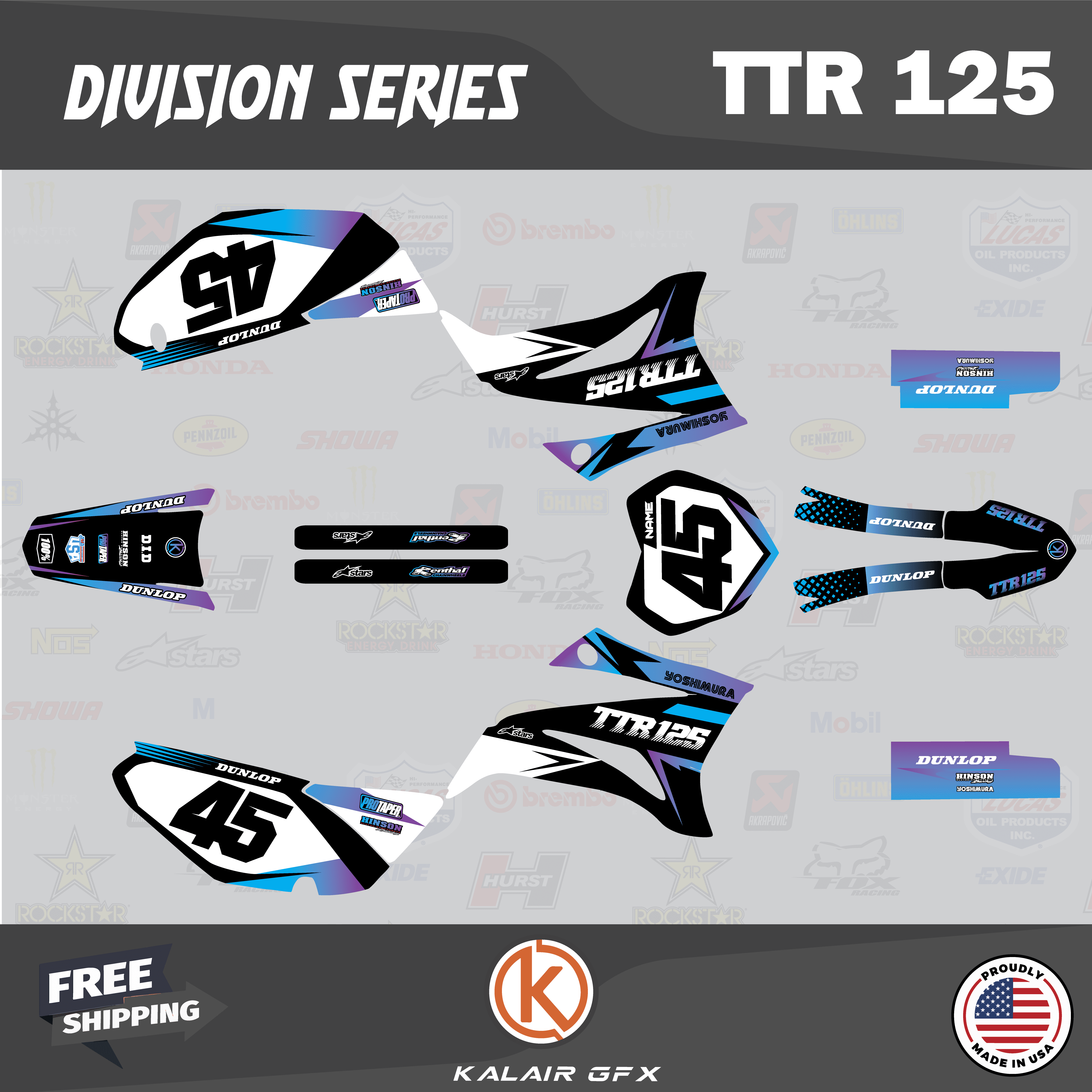 Fly Racing Ttr Graphics Kalair GFX Graphics Kit for Yamaha TTR125 (2008-2023) Division Series ...