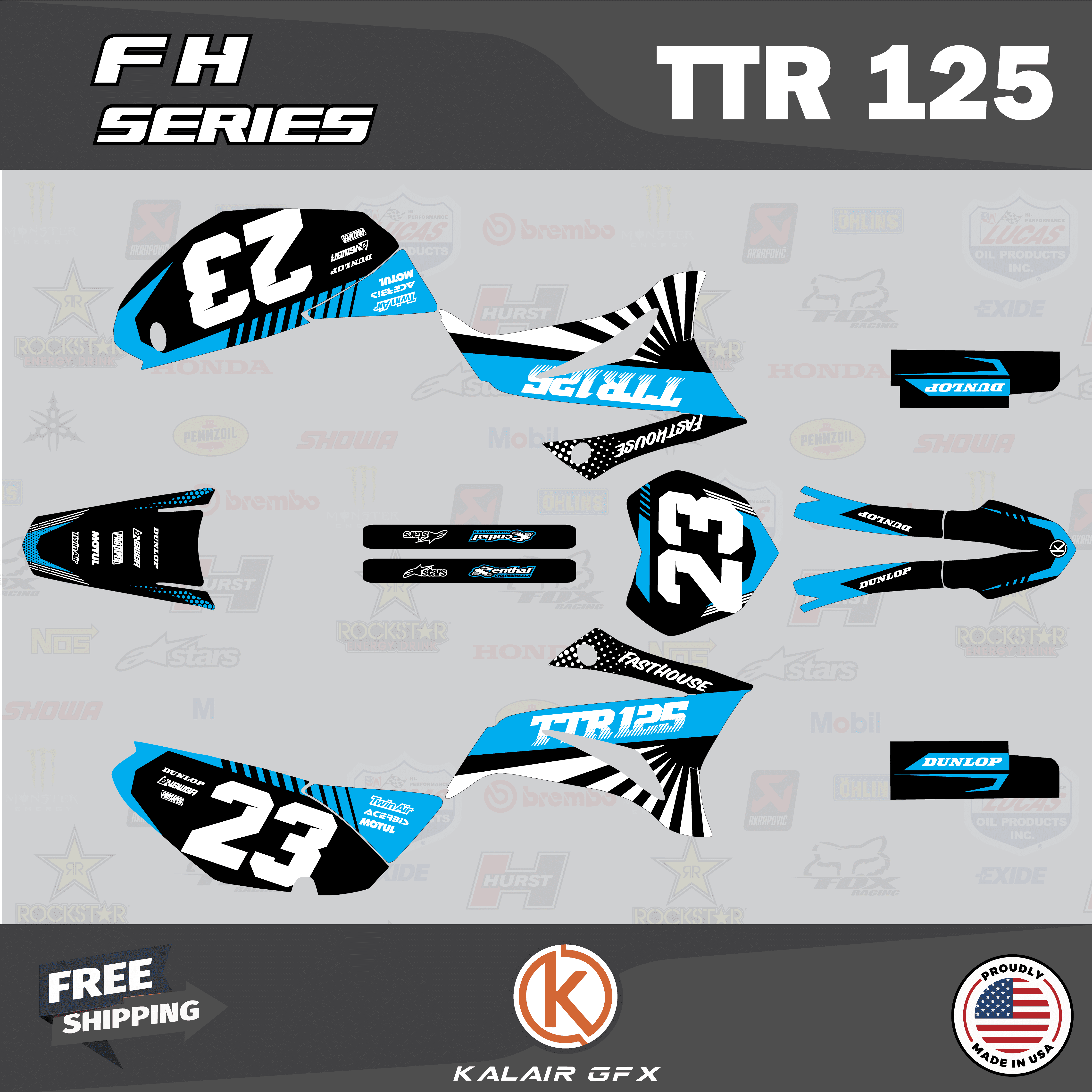 Fly Racing Ttr Graphics Kalair GFX Graphics Kit for Yamaha TTR125 (2008-2023) Fh Series ...