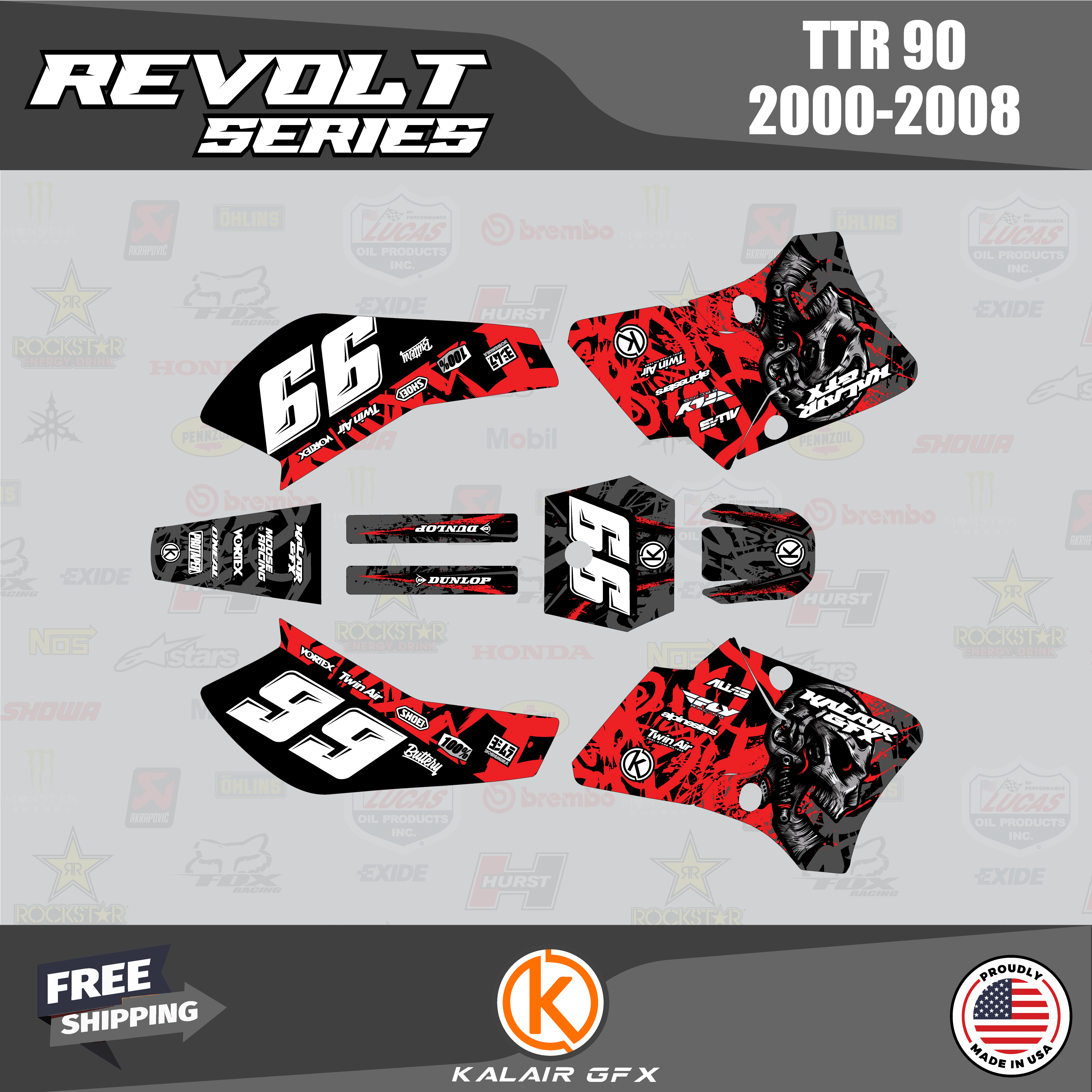 Graphics Kit For Yamaha TTR90 (2000-2008) TTR 90 Factory Series - Blue