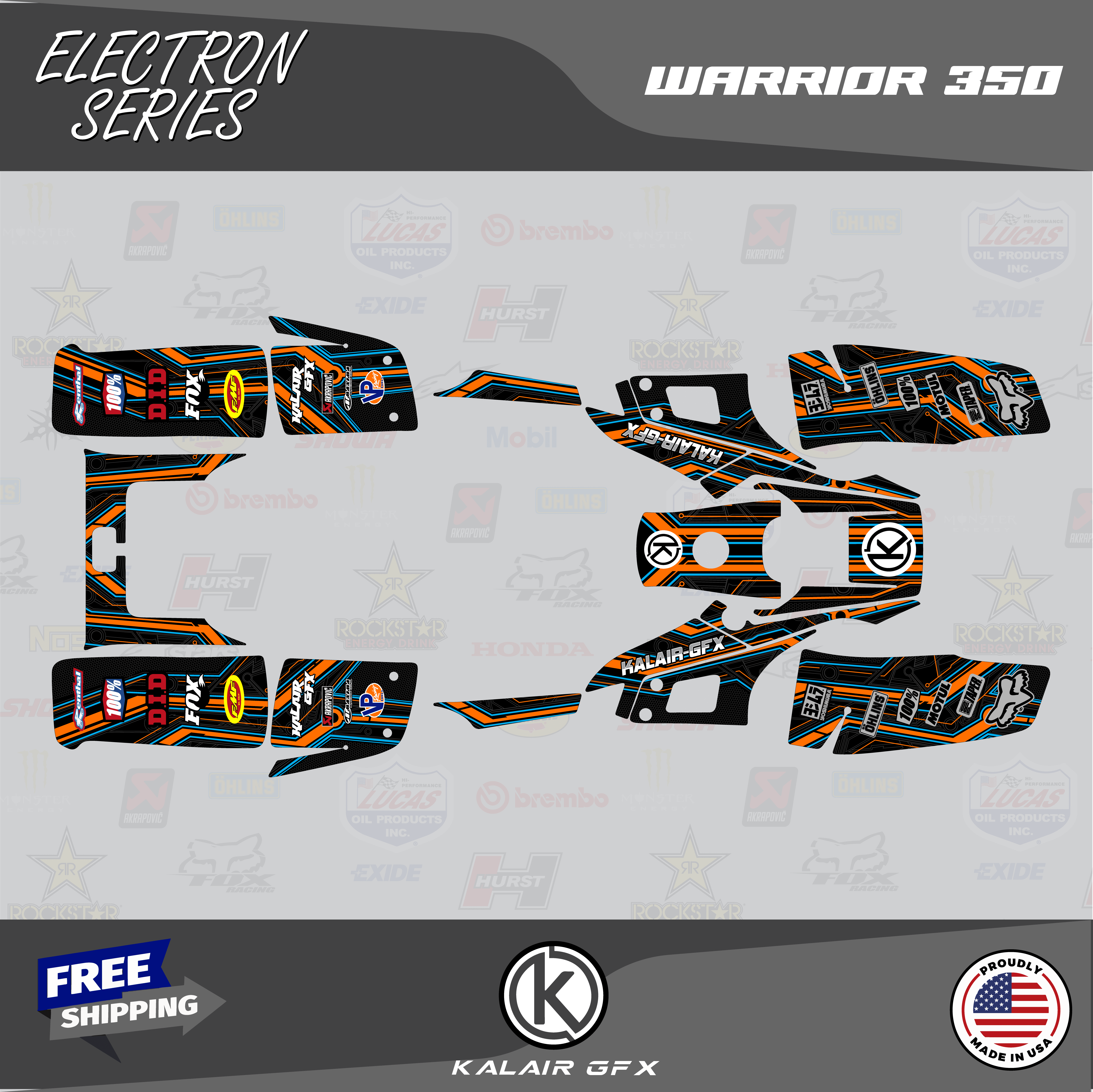 Kalair GFX Graphics Kit for Yamaha WARRIOR 350 (All Years) Electron ...
