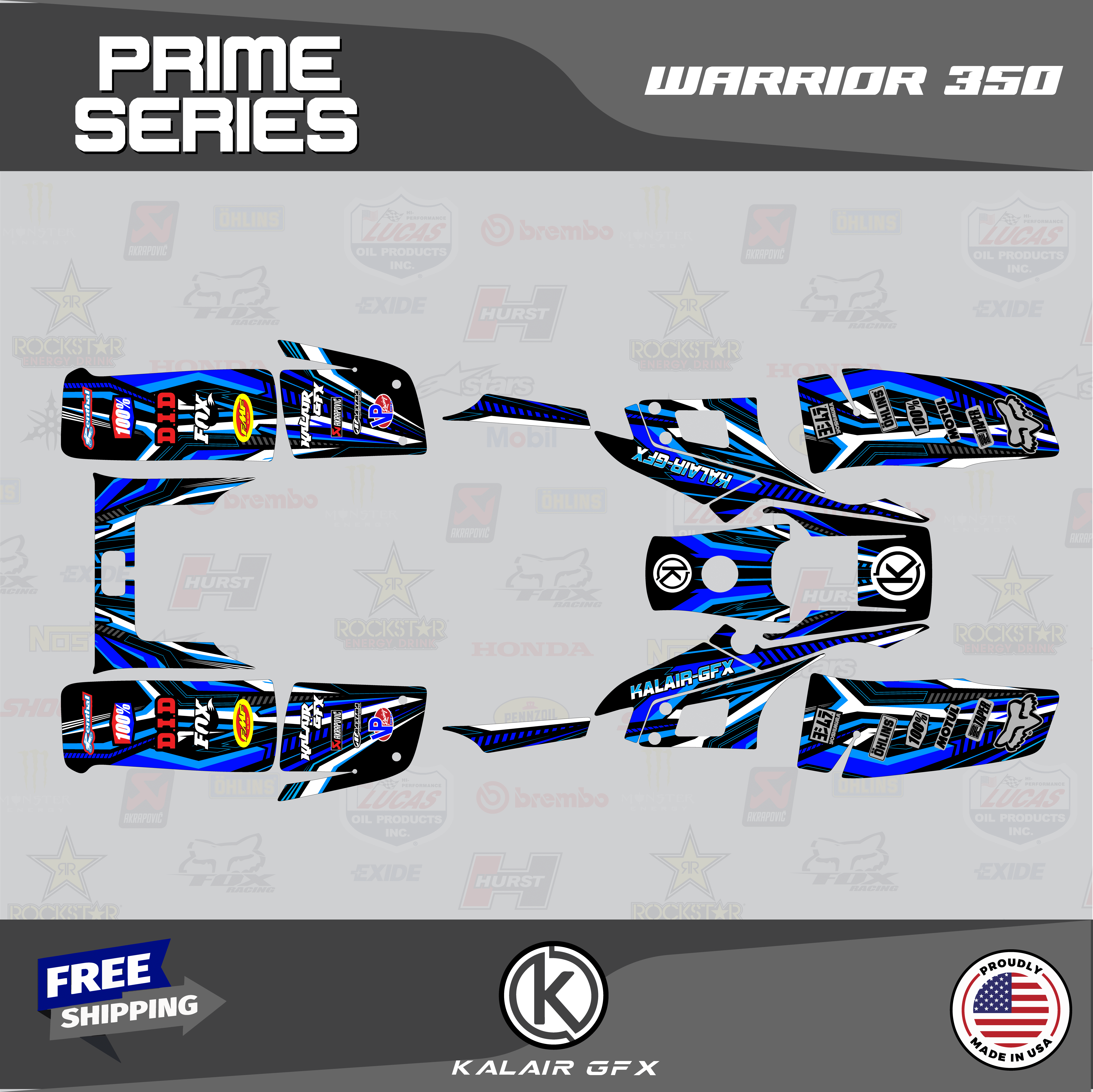 Formula 350 Graphics Kalair GFX Graphics Kit for Yamaha WARRIOR 350 (All Years) Prime Series ...