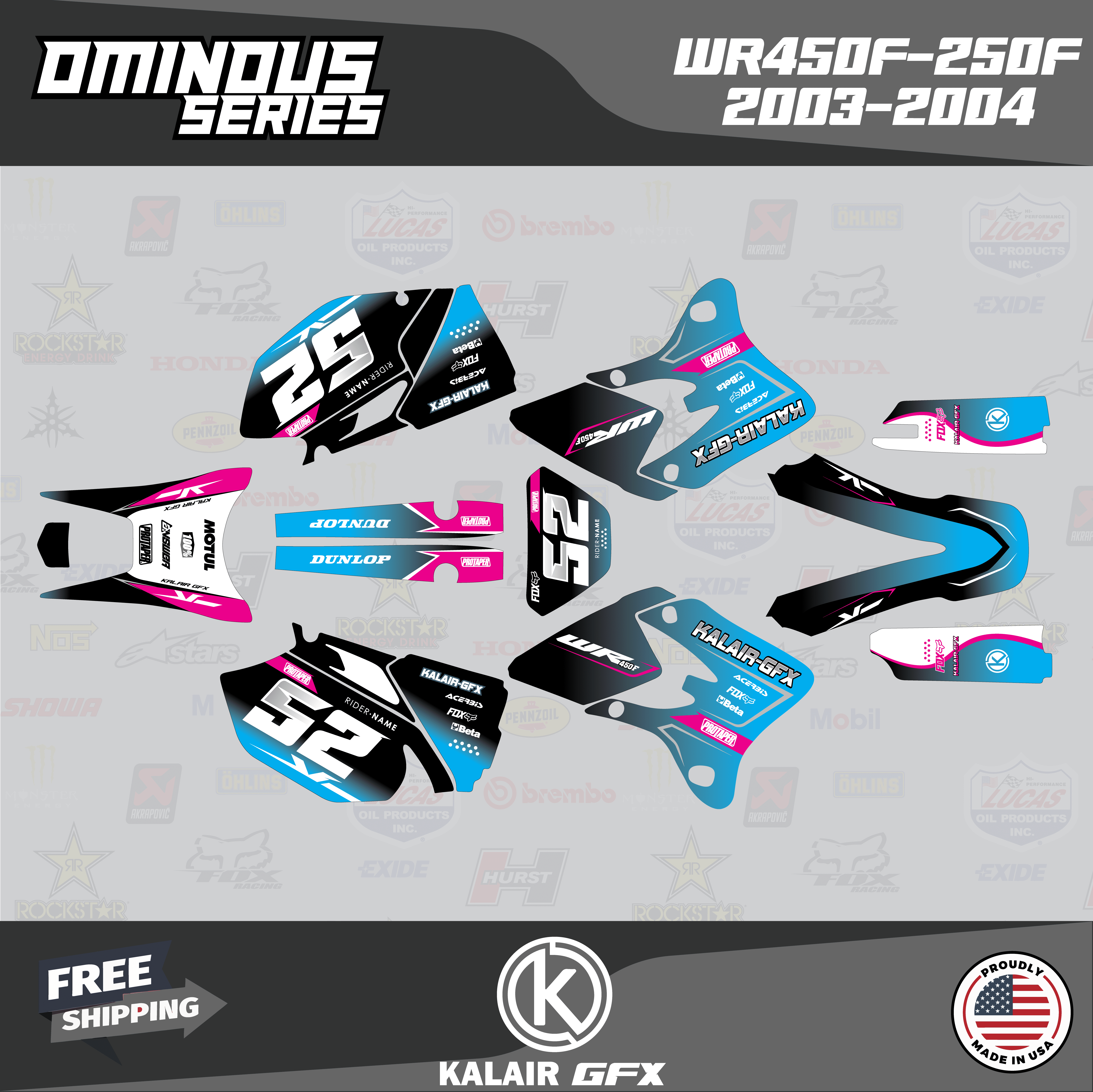 Senge Graphics Surge Blue Base Kit For 2003-2004 Yamaha WR450F - Motocross Dirt Bike Decal Sticker Set
