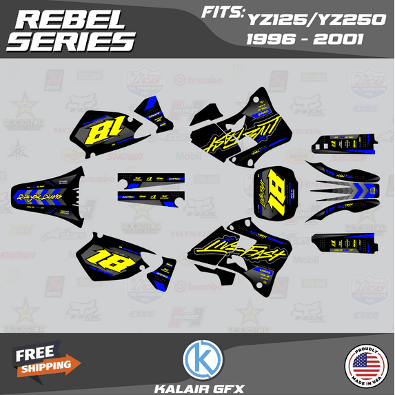 Kalair GFX Graphics Kit for Yamaha YZ125 (1996-2001) Rebel Series