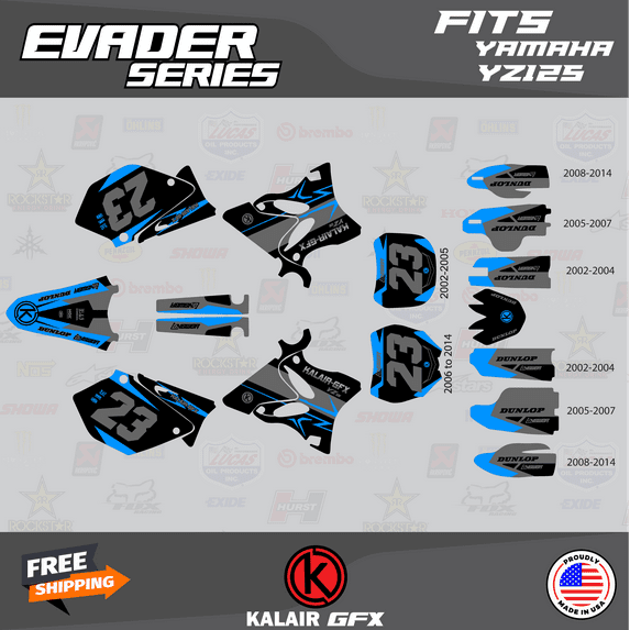 Kalair GFX Graphics Kit for Yamaha YZ125 (2002-2004) Evader Series
