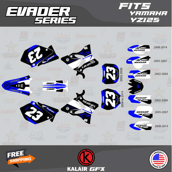 Kalair GFX Graphics Kit for Yamaha YZ125 (2002-2004) Evader Series