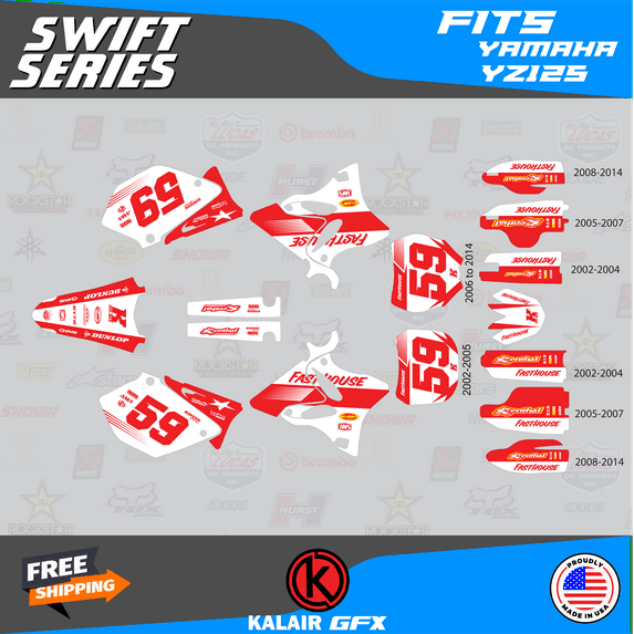 Kalair GFX Graphics Kit for Yamaha YZ125 (2002-2004) Swift Series