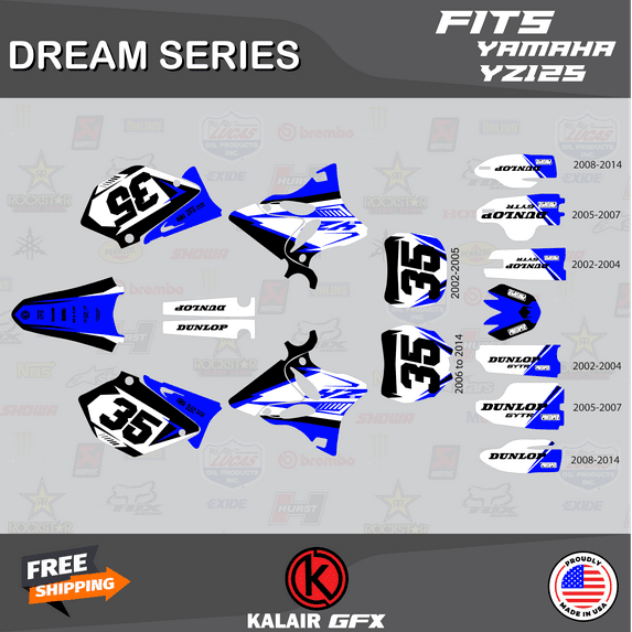 Kalair GFX Graphics Kit for Yamaha YZ125 (2005) Dream Series
