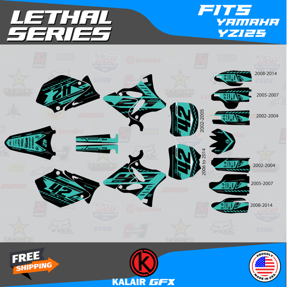 Kalair GFX Graphics Kit for Yamaha YZ125 (2005) Lethal Series