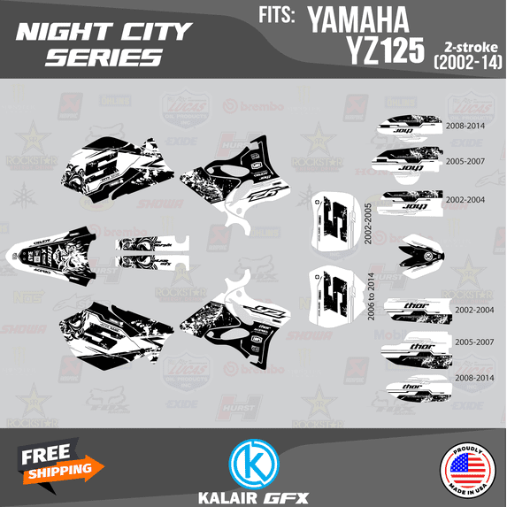 Kalair GFX Graphics Kit for Yamaha YZ125 (2005) Nightcity Series