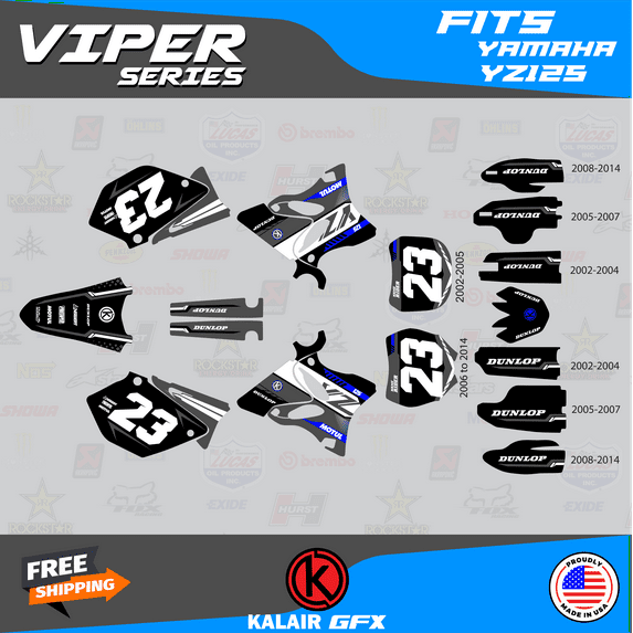 Kalair GFX Graphics Kit for Yamaha YZ125 (2005) Viper Series