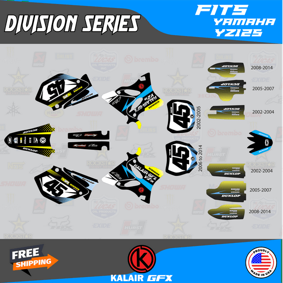 Kalair GFX Graphics Kit for Yamaha YZ125 (2006-2007) Division Series