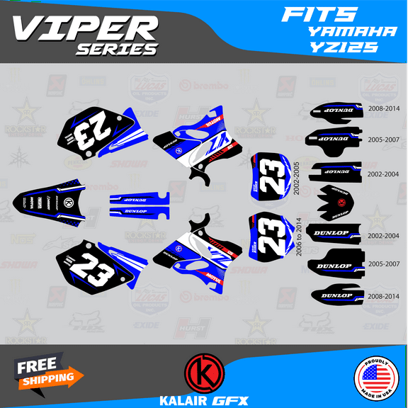 Kalair GFX Graphics Kit for Yamaha YZ125 (2006-2007) Viper Series