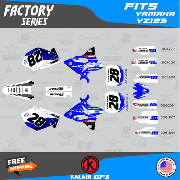 Kalair GFX Graphics Kit for Yamaha YZ125 (2008-2014) Factory Series