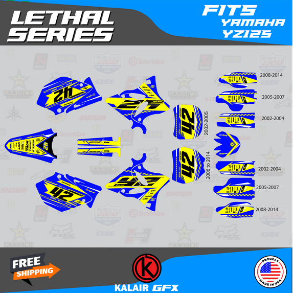 Kalair GFX Graphics Kit for Yamaha YZ125 (2008-2014) Lethal Series