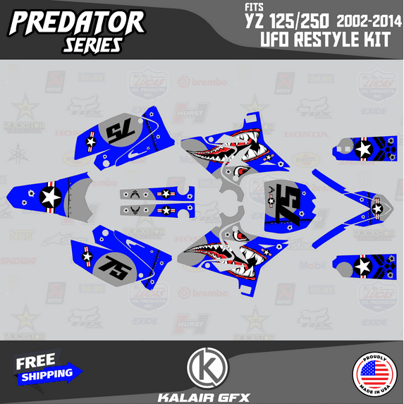 Kalair GFX Graphics Kit for Yamaha YZ125 UFO RESTYLED (2002-2014) Predator Series