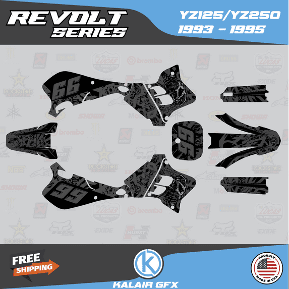 Kalair GFX Graphics Kit for Yamaha YZ250 (1993-1995) Revolt Series