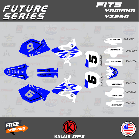 Kalair GFX Graphics Kit for Yamaha YZ250 (2002-2004) Future Series
