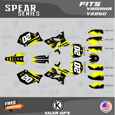 Kalair GFX Graphics Kit For Yamaha TTR125 (2000-2007) - Spear Series Cyan Red Dirt Bike Decals