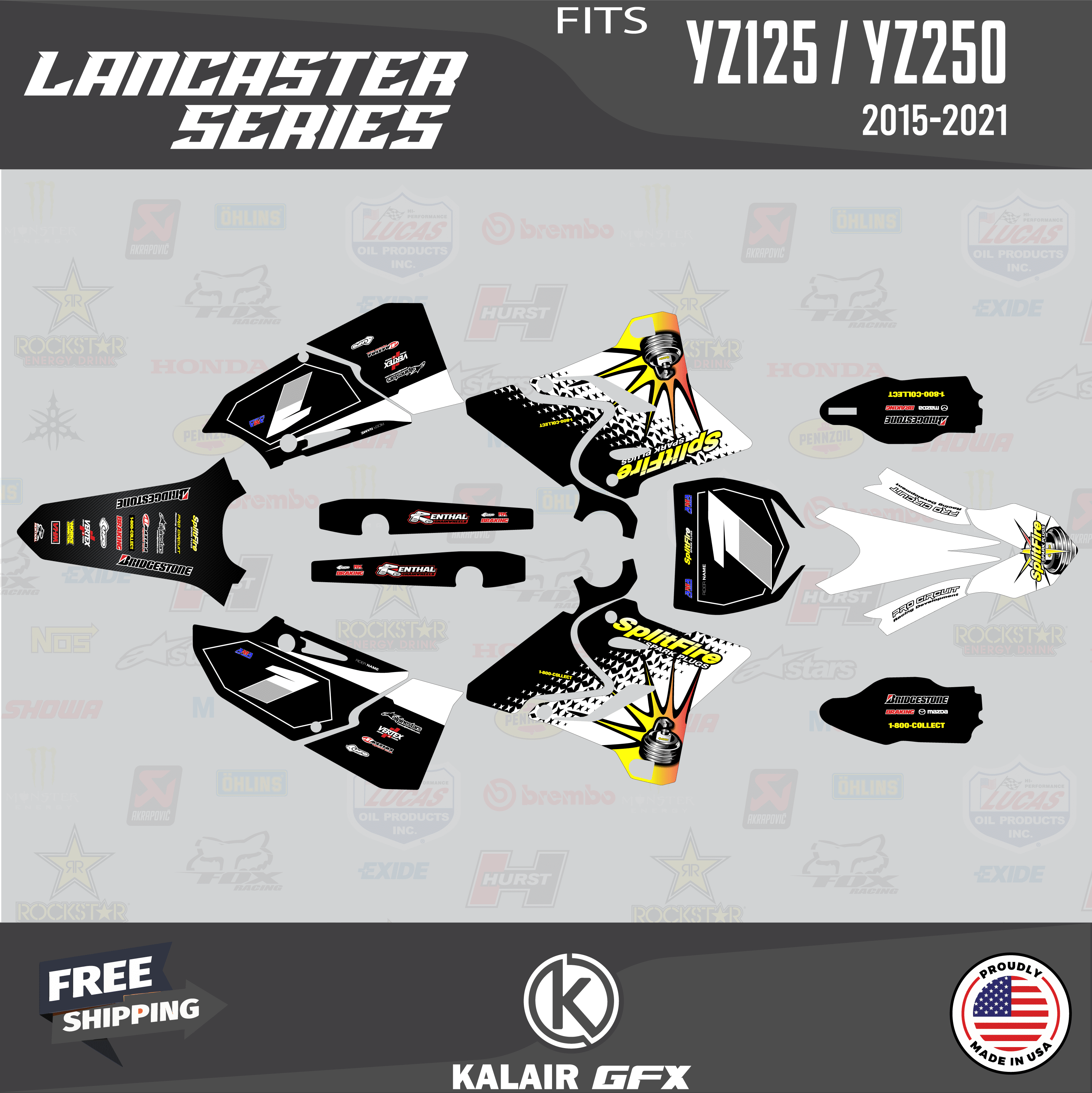 Kalair GFX Graphics Kit for Yamaha YZ250 (2015-2021) Lancaster