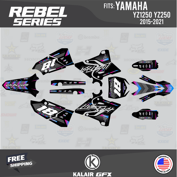 Kalair GFX Graphics Kit for Yamaha YZ250 (2015-2021) Rebel Series