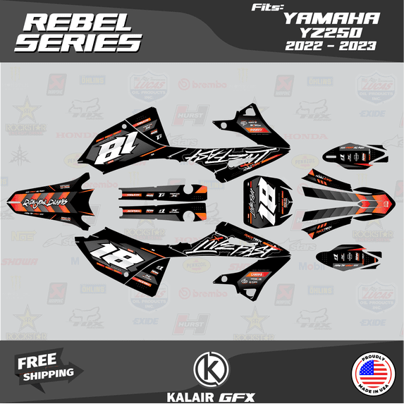 Kalair GFX Graphics Kit for Yamaha YZ250 (2022-2023) Rebel Series