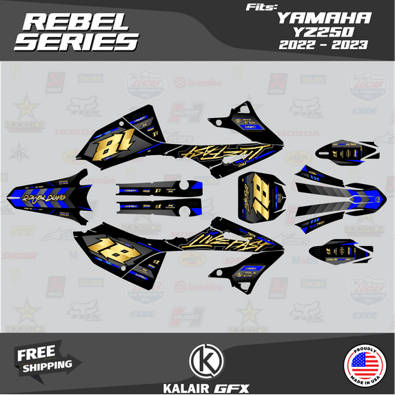 Kalair GFX Graphics Kit for Yamaha YZ250 (2022-2023) Rebel Series