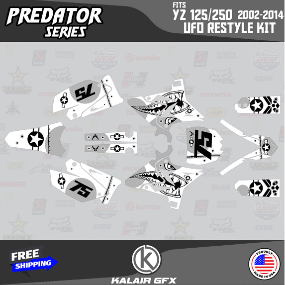 Kalair GFX Graphics Kit for Yamaha YZ250 UFO RESTYLED (2002-2014) Predator Series