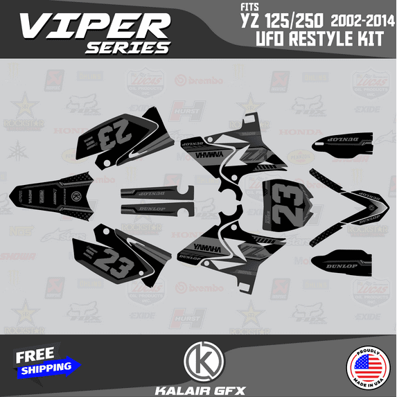 Kalair GFX Graphics Kit for Yamaha YZ250 UFO RESTYLED (2002-2014) Viper Series