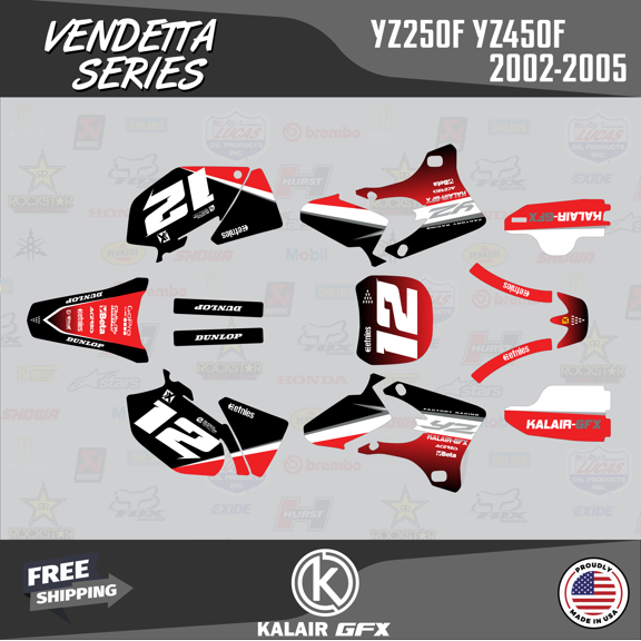 Kalair GFX Graphics Kit for Yamaha YZ250F (2003-2005) Vendetta Series
