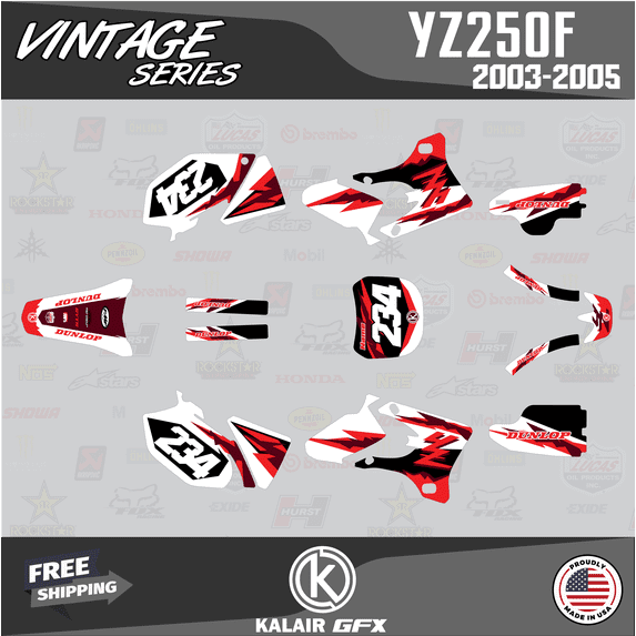 Kalair GFX Graphics Kit for Yamaha YZ250F (2003-2005) Vintage Series