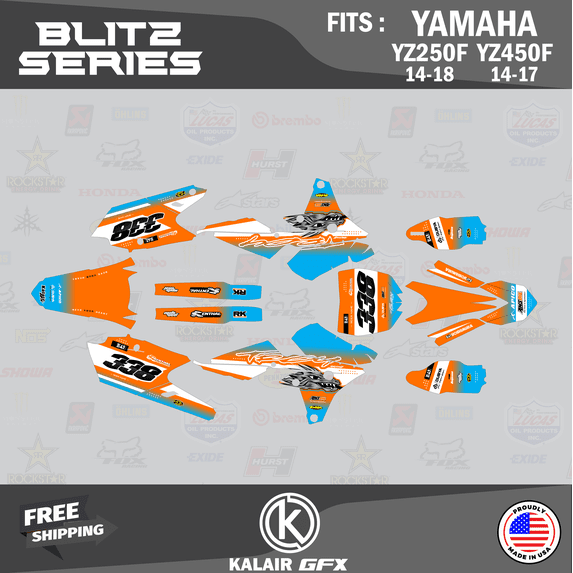 Kalair GFX Graphics Kit for Yamaha YZ250F (2014-2018) Blitz Series