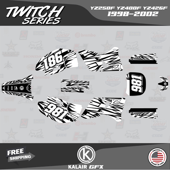 Kalair GFX Graphics Kit for Yamaha YZ400F (1998-2002) Twitch Series