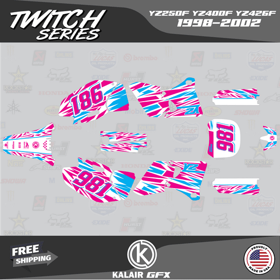 Kalair GFX Graphics Kit for Yamaha YZ400F (1998-2002) Twitch Series