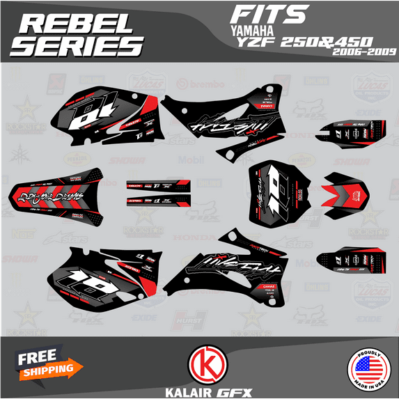 Kalair GFX Graphics Kit for Yamaha YZ450F (2008-2009) Rebel Series
