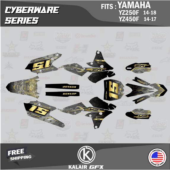 Kalair GFX Graphics Kit for Yamaha YZ450F (2014-2017) Cyberware Series