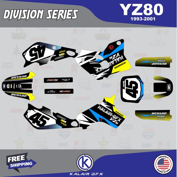 Kalair GFX Graphics Kit for Yamaha YZ80 (1993-2001) Division Series