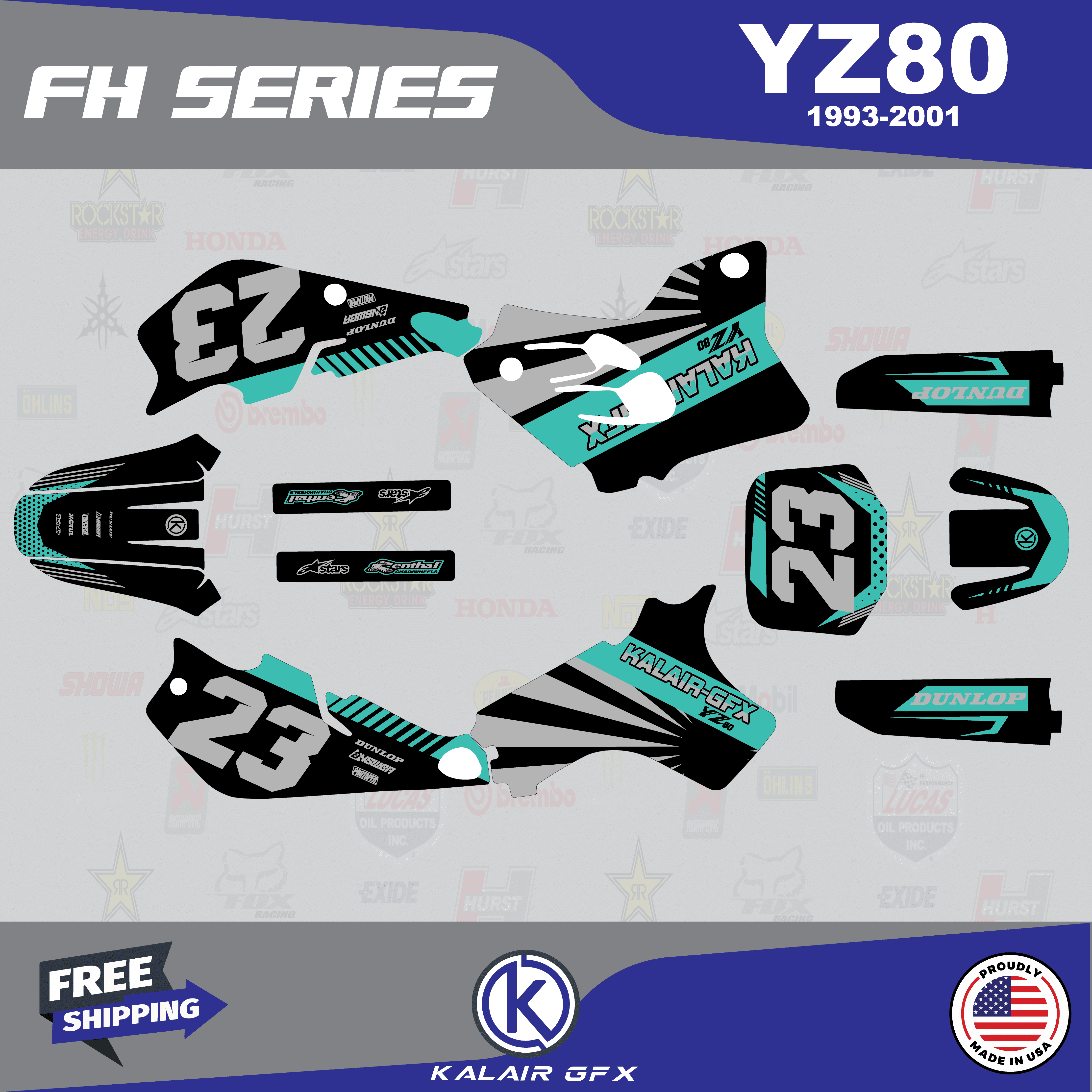 Kalair GFX Graphics Kit for Yamaha YZ80 (19932001) Fh Series