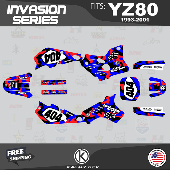 Kalair GFX Graphics Kit for Yamaha YZ80 (1993-2001) Invasion Series