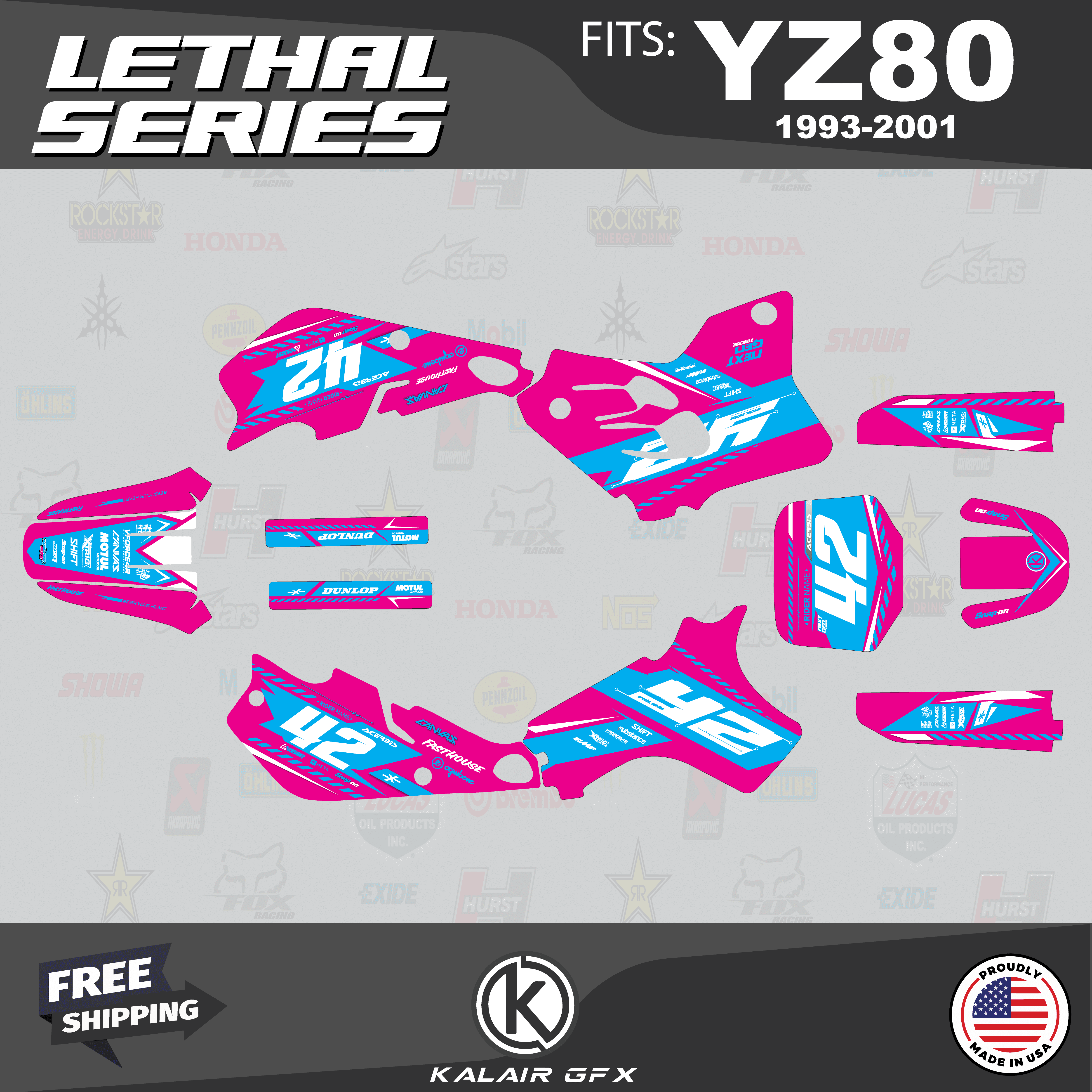 Kalair GFX Graphics Kit for Yamaha YZ80 (19932001) Lethal Series
