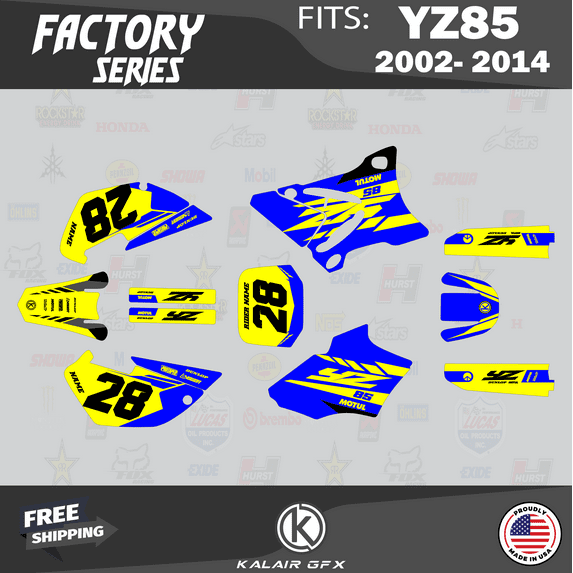 Kalair GFX Graphics Kit for Yamaha YZ85 (2002-2014) Factory Series