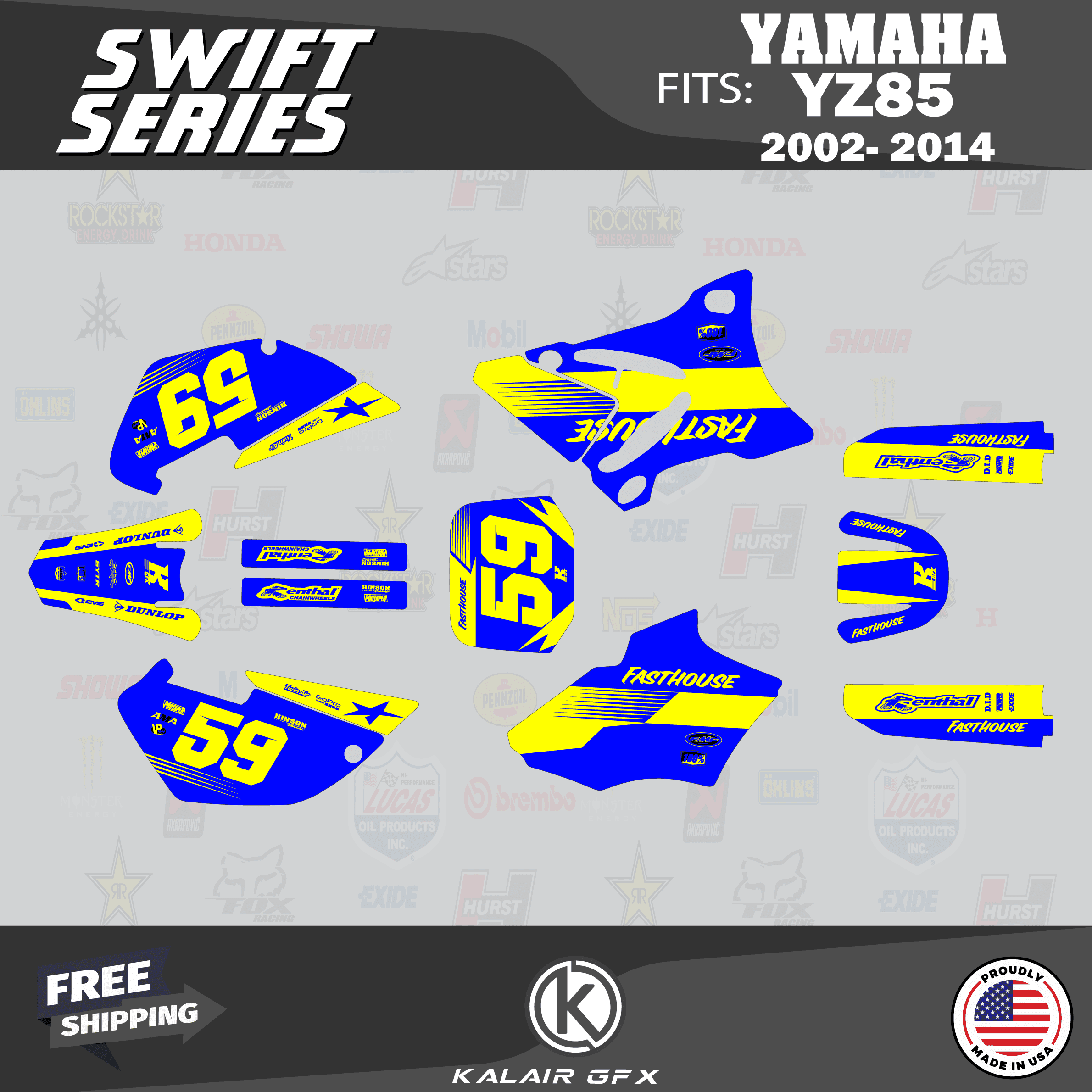 2002-2014 For Yamaha YZ 85 YZ85 Team Graphics Backgrounds Decals