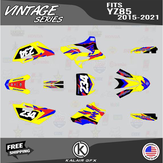Kalair GFX Graphics Kit for Yamaha YZ85 (2015-2018) Vintage Series
