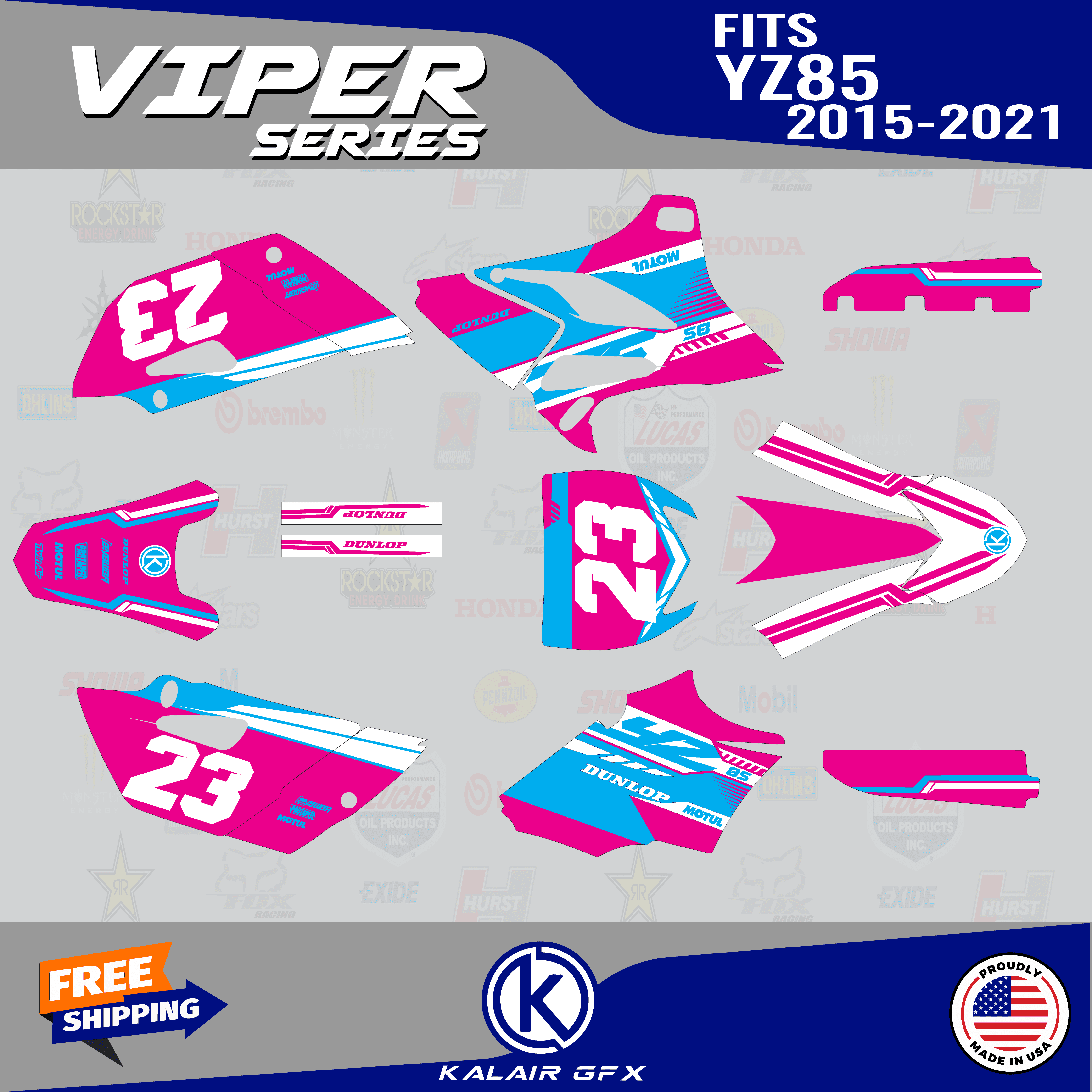 Kalair GFX Graphics Kit for Yamaha YZ85 (2015-2018) Viper Series ...